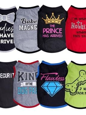 Multicolor Small Pet Shirt Set - 8-Pack Sleeveless Vests